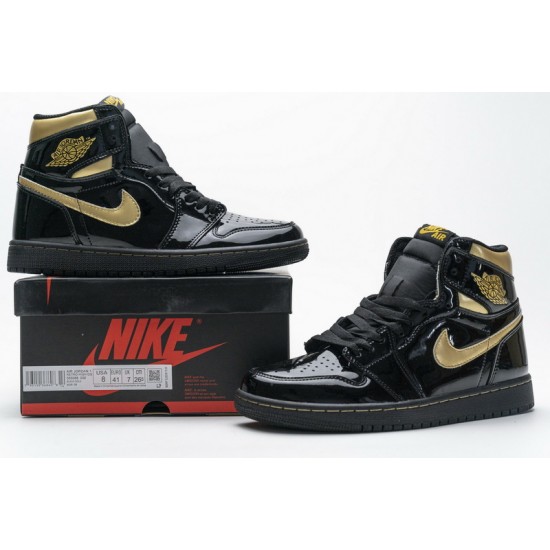 Air Jordan 1 High OG Patent "Black Metallic Gold" Black Gold 555088-032