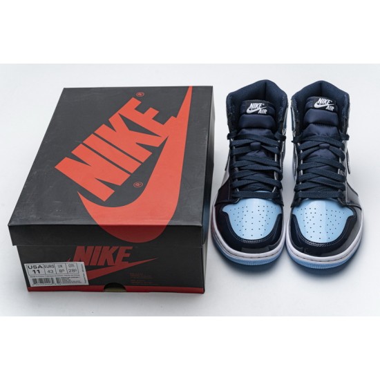 Air Jordan 1 Retro High OG "UNC" Patent Blue Black CD0461-401