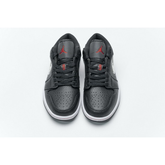 Air Jordan 1 Low "Brushstroke Swoosh" Black Red DA4659-001 40-46
