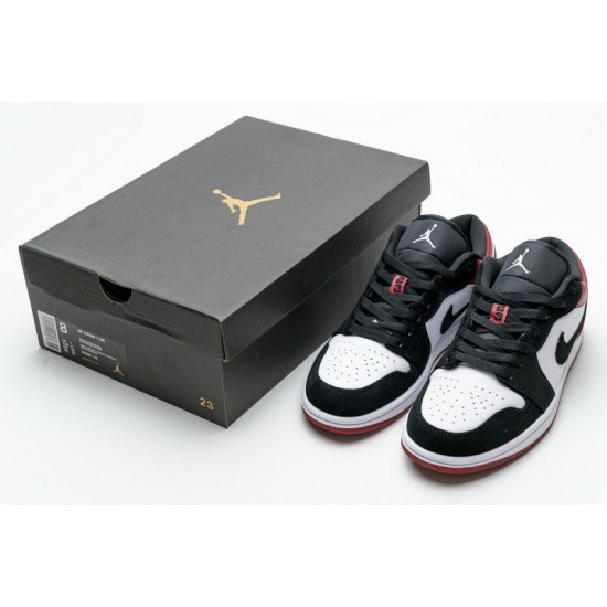 Air Jordan 1 Low "Black Toe" Black White Red 553558-116