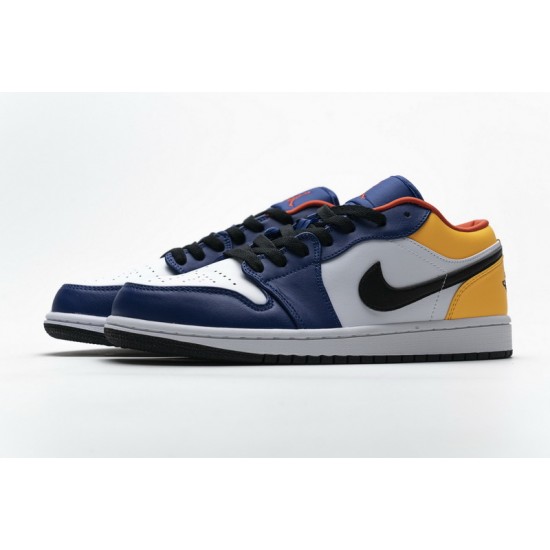 Air Jordan 1 Low "White Deep Royal Blue" Blue Yellow Orange 553558-123