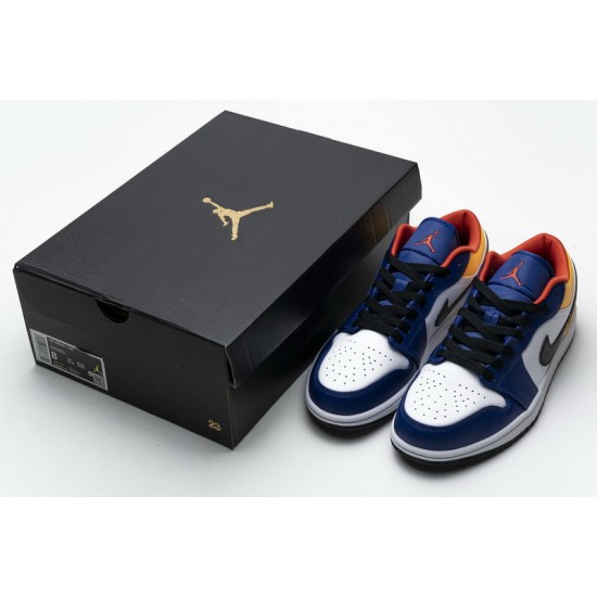 Air Jordan 1 Low "White Deep Royal Blue" Blue Yellow Orange 553558-123