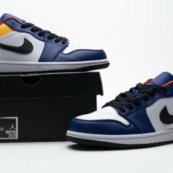 Air Jordan 1 Low "White Deep Royal Blue" Blue Yellow Orange 553558-123