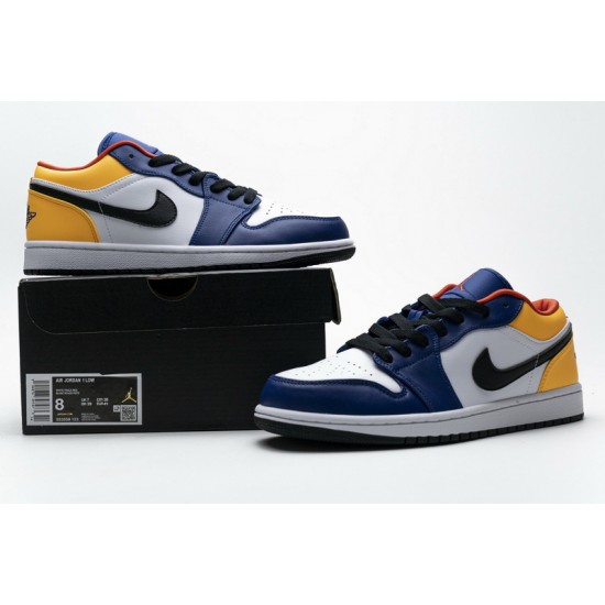 Air Jordan 1 Low "White Deep Royal Blue" Blue Yellow Orange 553558-123
