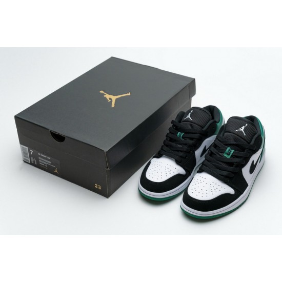 Air Jordan 1 Low "Mystic Green" Black White Green 553558-113