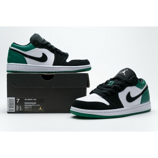 Air Jordan 1 Low "Mystic Green" Black White Green 553558-113