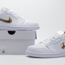 Air Jordan 1 Low "White Metallic Gold" White Gold CZ4776-100