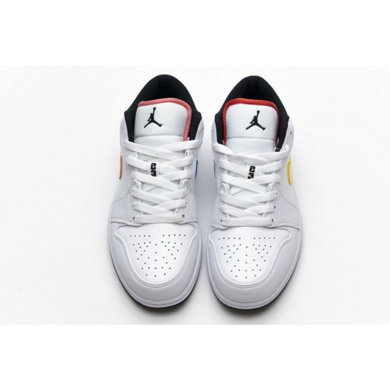 Air Jordan 1 Low "White Multi-Color" White Yellow Blue CW7009-100