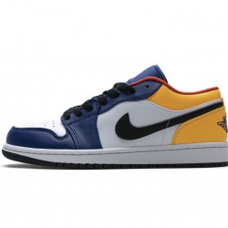 Air Jordan 1 Low "White Deep Royal Blue" Blue Yellow Orange 553558-123