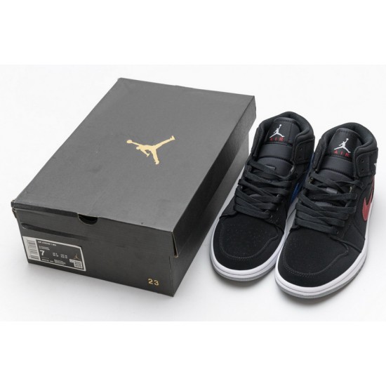 Air Jordan 1 Mid "Black Red Royal" Black Red Blue 554725-065