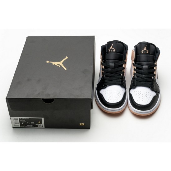 Air Jordan 1 Mid "Crimson Tint" White Black Pink 554725-133