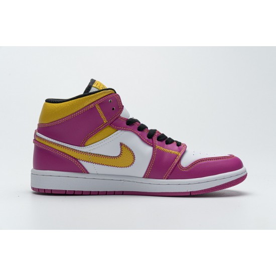 Air Jordan 1 Mid "Dia de los Muertos" White Yellow Pink DC0350-100 36-45