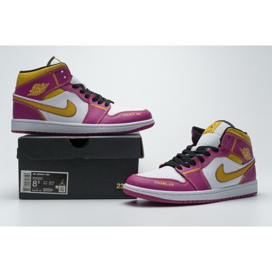 Air Jordan 1 Mid "Dia de los Muertos" White Yellow Pink DC0350-100 36-45