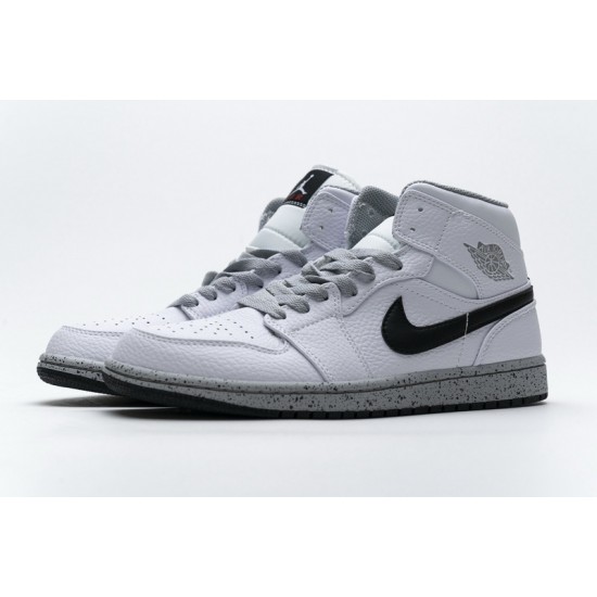 Air Jordan 1 Mid GS "White Cement" White Black 554725-115