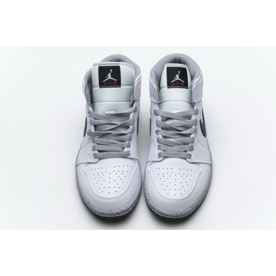 Air Jordan 1 Mid GS "White Cement" White Black 554725-115