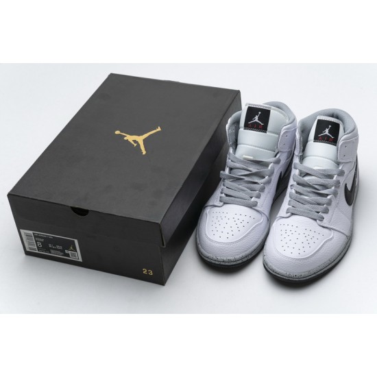 Air Jordan 1 Mid GS "White Cement" White Black 554725-115