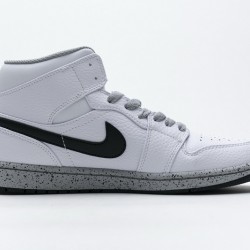 Air Jordan 1 Mid GS "White Cement" White Black 554725-115