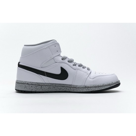 Air Jordan 1 Mid GS "White Cement" White Black 554725-115