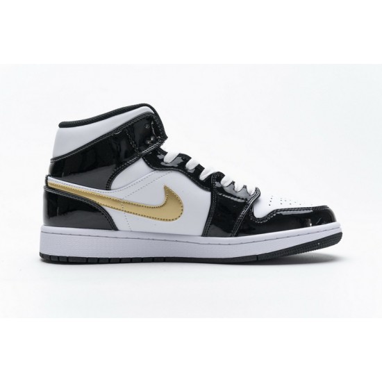 Air Jordan 1 Mid "Gold Patent Leather" Black Gold 852542-007