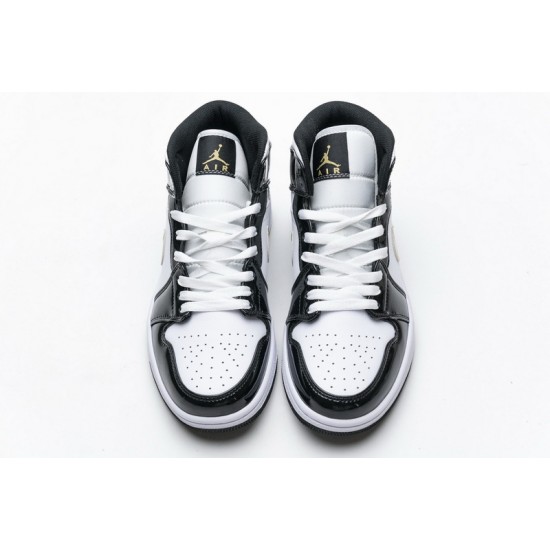 Air Jordan 1 Mid "Gold Patent Leather" Black Gold 852542-007