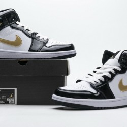 Air Jordan 1 Mid "Gold Patent Leather" Black Gold 852542-007