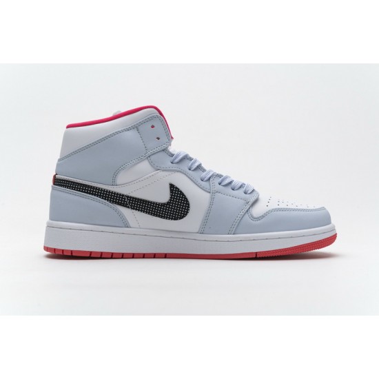 Air Jordan 1 Mid "Half Blue" Polka Dot Blue Red 555112-400