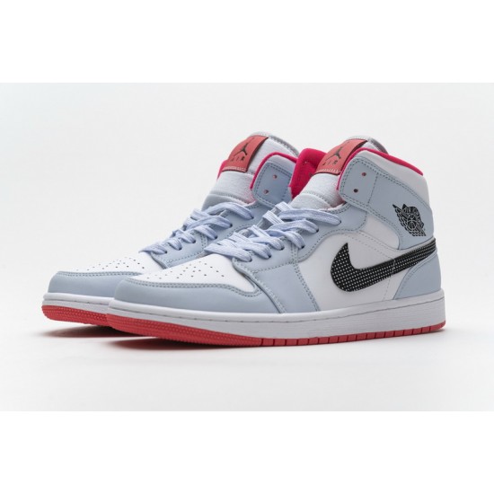 Air Jordan 1 Mid "Half Blue" Polka Dot Blue Red 555112-400