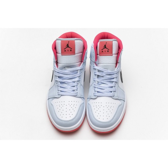 Air Jordan 1 Mid "Half Blue" Polka Dot Blue Red 555112-400
