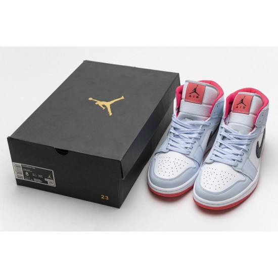 Air Jordan 1 Mid "Half Blue" Polka Dot Blue Red 555112-400