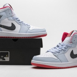 Air Jordan 1 Mid "Half Blue" Polka Dot Blue Red 555112-400