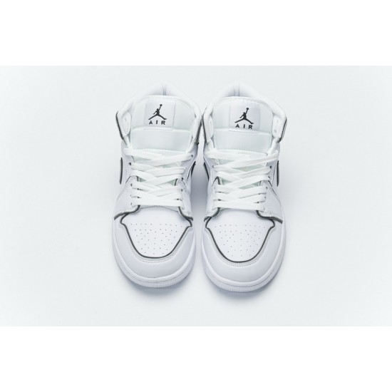 Air Jordan 1 Mid "Iridescent Outline" White Black CK6587-100 36-46