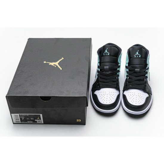 Air Jordan 1 Mid "Island Green" Blue Black White 554724-132