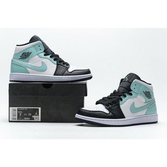 Air Jordan 1 Mid "Island Green" Blue Black White 554724-132