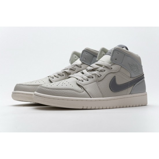 Air Jordan 1 Mid "Grey Fog" Light Bone White Gray 852542-003