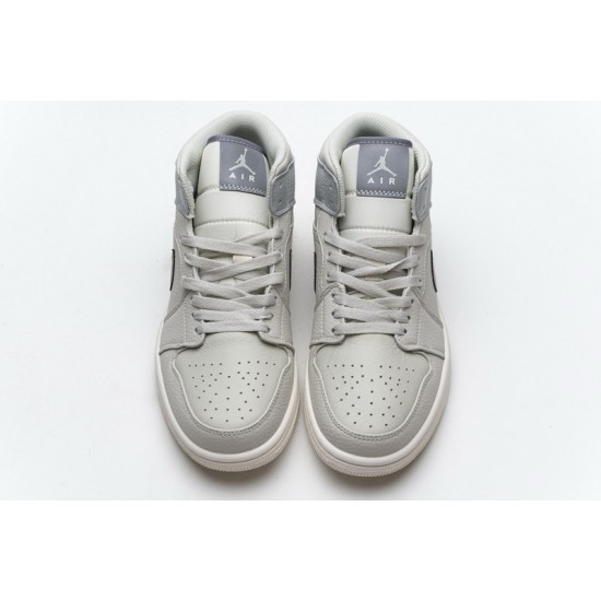 Air Jordan 1 Mid "Grey Fog" Light Bone White Gray 852542-003