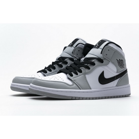 Air Jordan 1 Mid Light Smoke Grey Gray White 554724-092