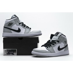 Air Jordan 1 Mid Light Smoke Grey Gray White 554724-092