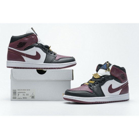 Air Jordan 1 Mid "Marron" Black White Red CZ4385-016 36-46