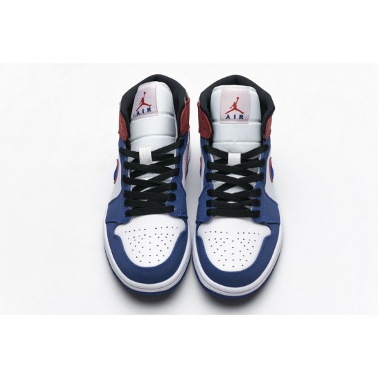 Air Jordan 1 Mid "Multicolor Swoosh" White Blue Red 852542-146
