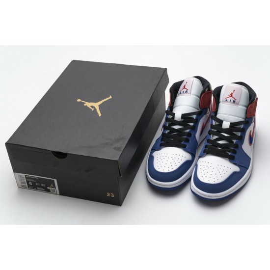 Air Jordan 1 Mid "Multicolor Swoosh" White Blue Red 852542-146