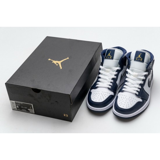 Air Jordan 1 Mid "Obsidian" Blue White 554724-174