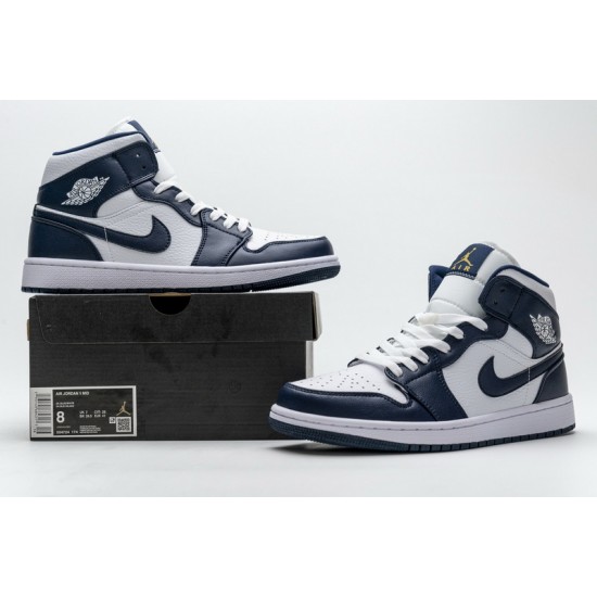 Air Jordan 1 Mid "Obsidian" Blue White 554724-174