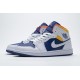 Air Jordan 1 Mid "Royal Blue Laser Orange" White Blue Yellow 554724-131
