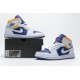 Air Jordan 1 Mid "Royal Blue Laser Orange" White Blue Yellow 554724-131