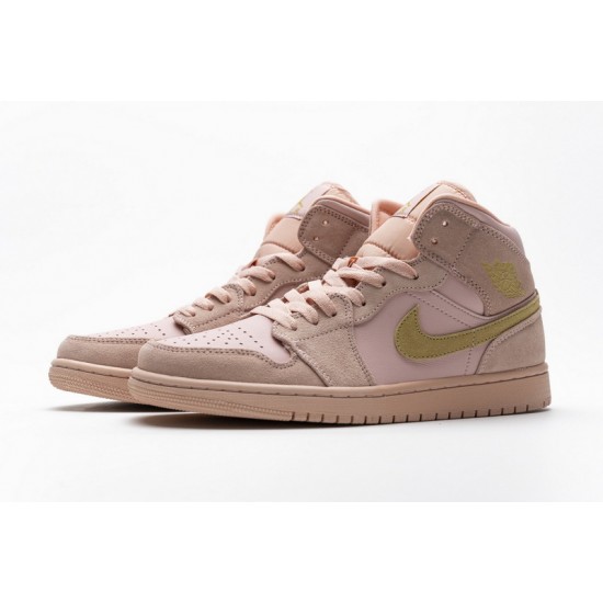 Air Jordan 1 Mid SE GS "Coral Stardust" Pink Gold 852542-600
