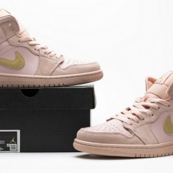 Air Jordan 1 Mid SE GS "Coral Stardust" Pink Gold 852542-600
