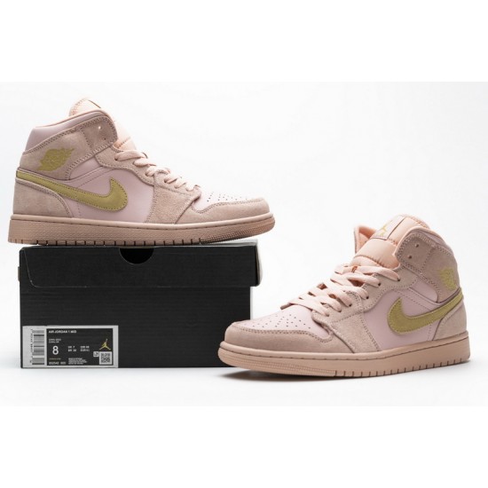 Air Jordan 1 Mid SE GS "Coral Stardust" Pink Gold 852542-600