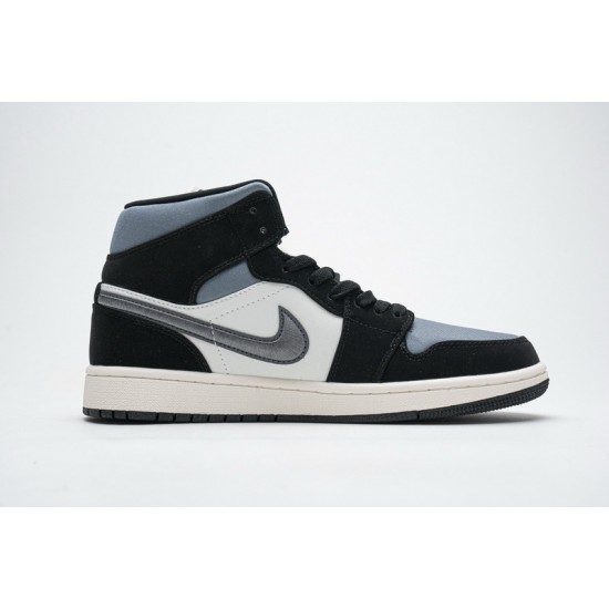 Air Jordan 1 Mid SE "Satin Grey" Black Grey 852542-011