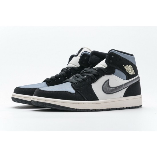 Air Jordan 1 Mid SE "Satin Grey" Black Grey 852542-011