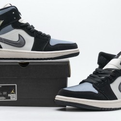 Air Jordan 1 Mid SE "Satin Grey" Black Grey 852542-011